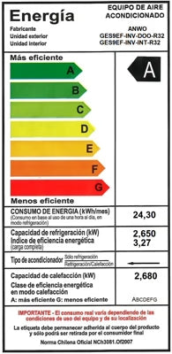 AIRE ACONDICIONADO ANWO SPLIT MURO ECOFLOW 9.000 BTUH INVERTER R32 ANWO